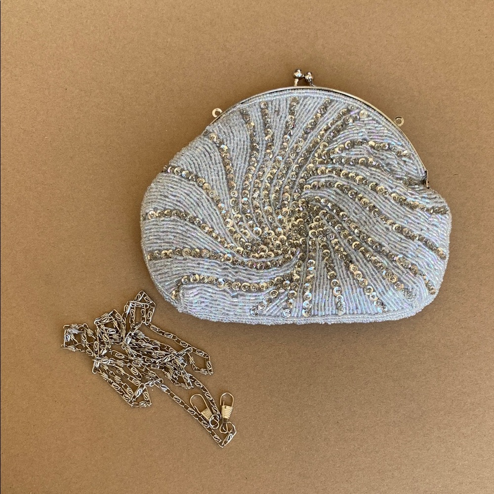 Small silver crossbody purse/ clutch